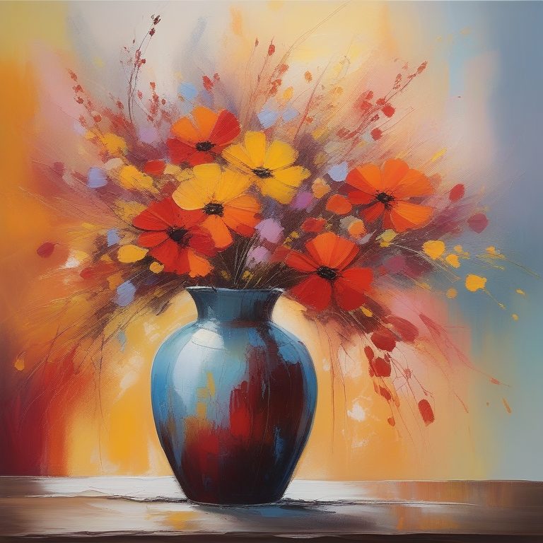 温暖印象主义下的抽象花卉静物