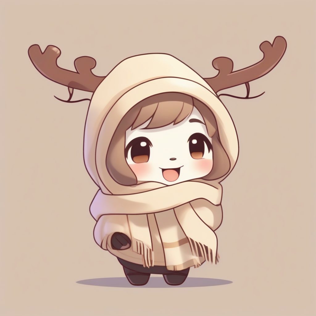 温暖治愈:戴围巾的慵懒Q版麋鹿少女全身渲染图 1 温暖治愈:戴围巾的慵懒Q版麋鹿少女全身渲染图