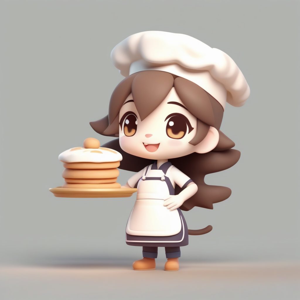 温暖治愈系:烘焙师猫耳娘Q版粘土全身站姿3D提示词 1 温暖治愈系:烘焙师猫耳娘Q版粘土全身站姿3D提示词