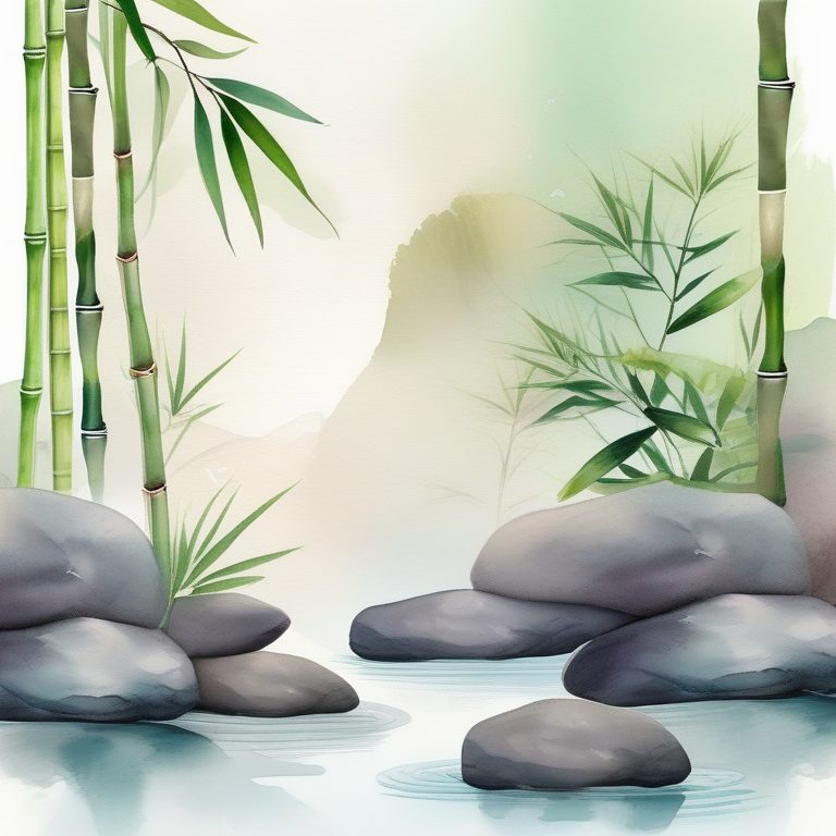 温柔水彩日本禅意庭园