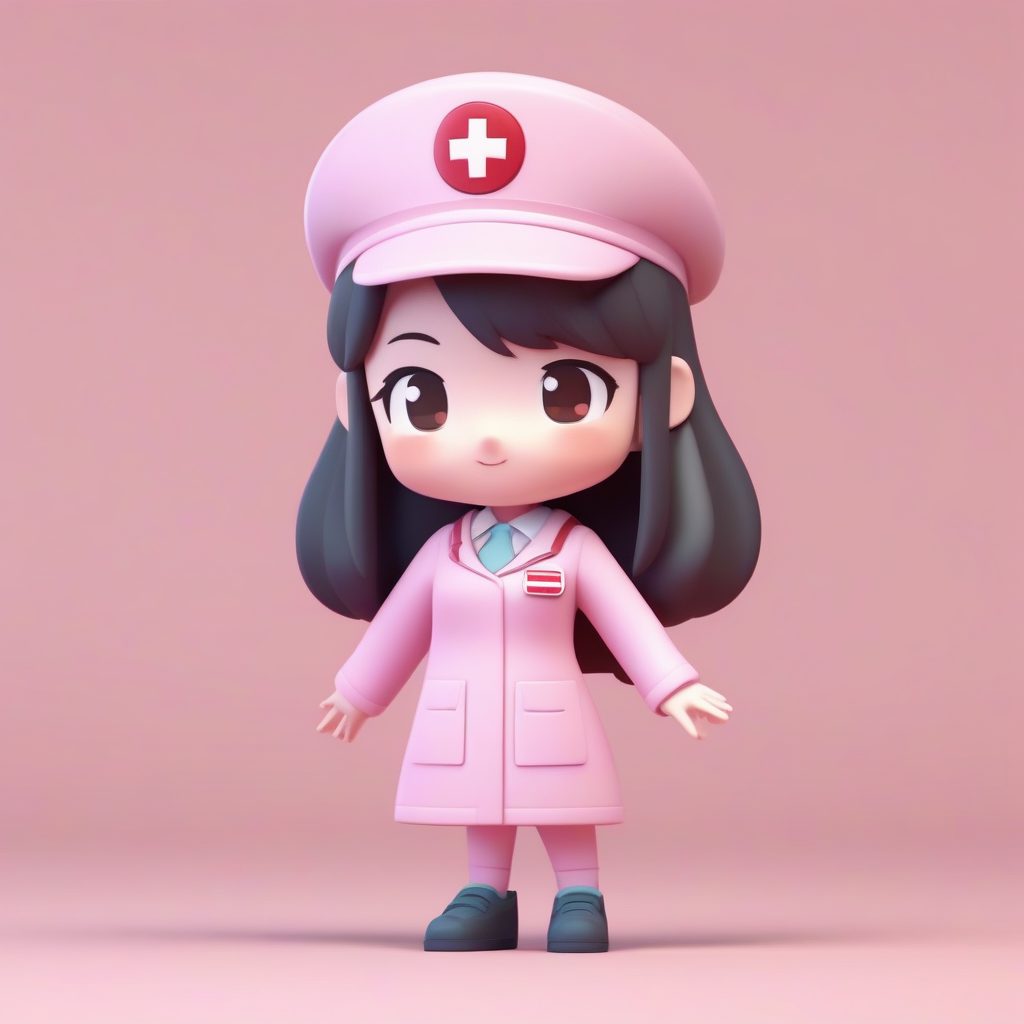 温柔治愈系Q版护士：抱抱关爱表情 3D手办渲染图