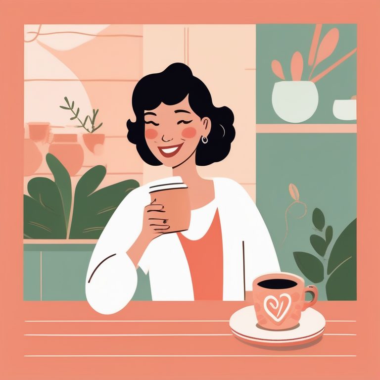 温馨咖啡馆极简插画人物肖像