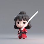 武侠风Q版汉服少女:持剑站立的Octane高精度渲染图 4 wu xia feng q ban han fu shao nyu chi jian zhan li de octane gao jing du xuan ran tu