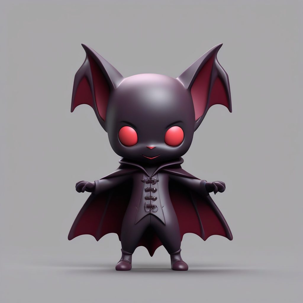 吸血蝙蝠Q版：俏皮眨眼全身粘土模型渲染图