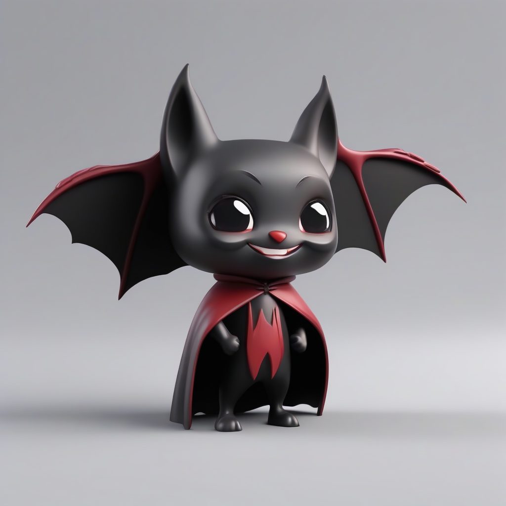 吸血鬼小蝙蝠Q版：斗篷飞舞的戏剧造型，纯酒红色背景图