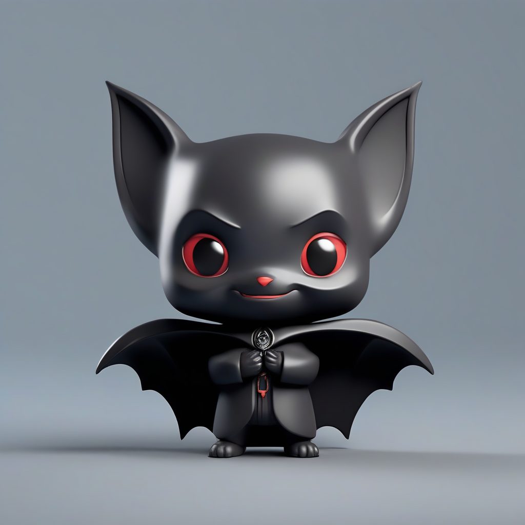 吸血鬼小蝙蝠：戏剧斗篷Q版全身站立图，纯血红色背景