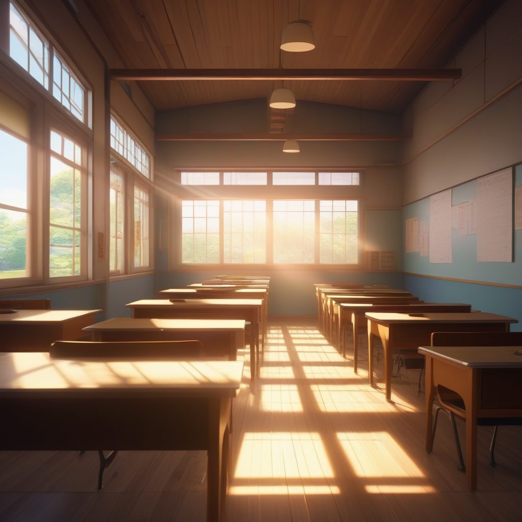 夏末教室：夕阳洒满空旷课桌的怀旧瞬间