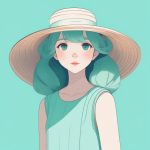 xia ri cao mao shao nyu hai lan se lian yi qun de di bao he du dong man ren xiang