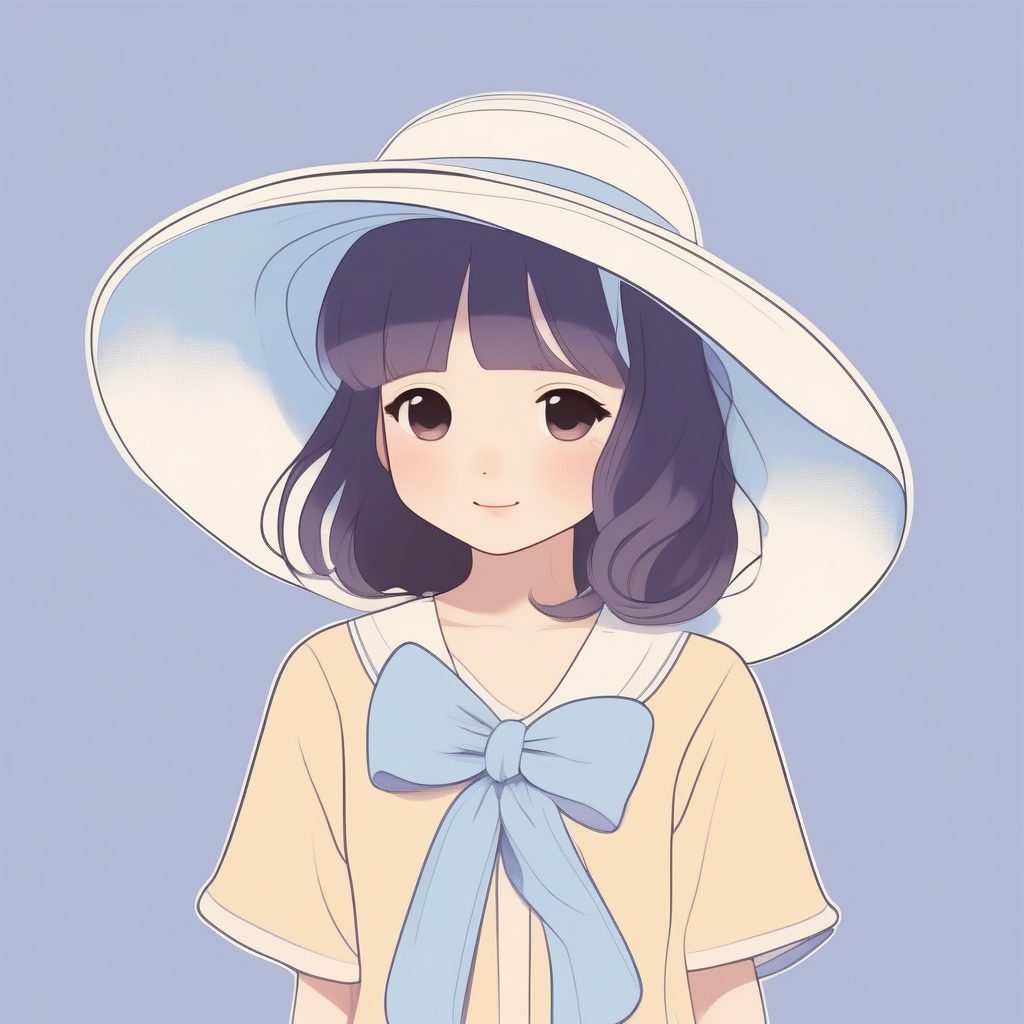 夏日小圆帽：极简风格Q版女孩插画