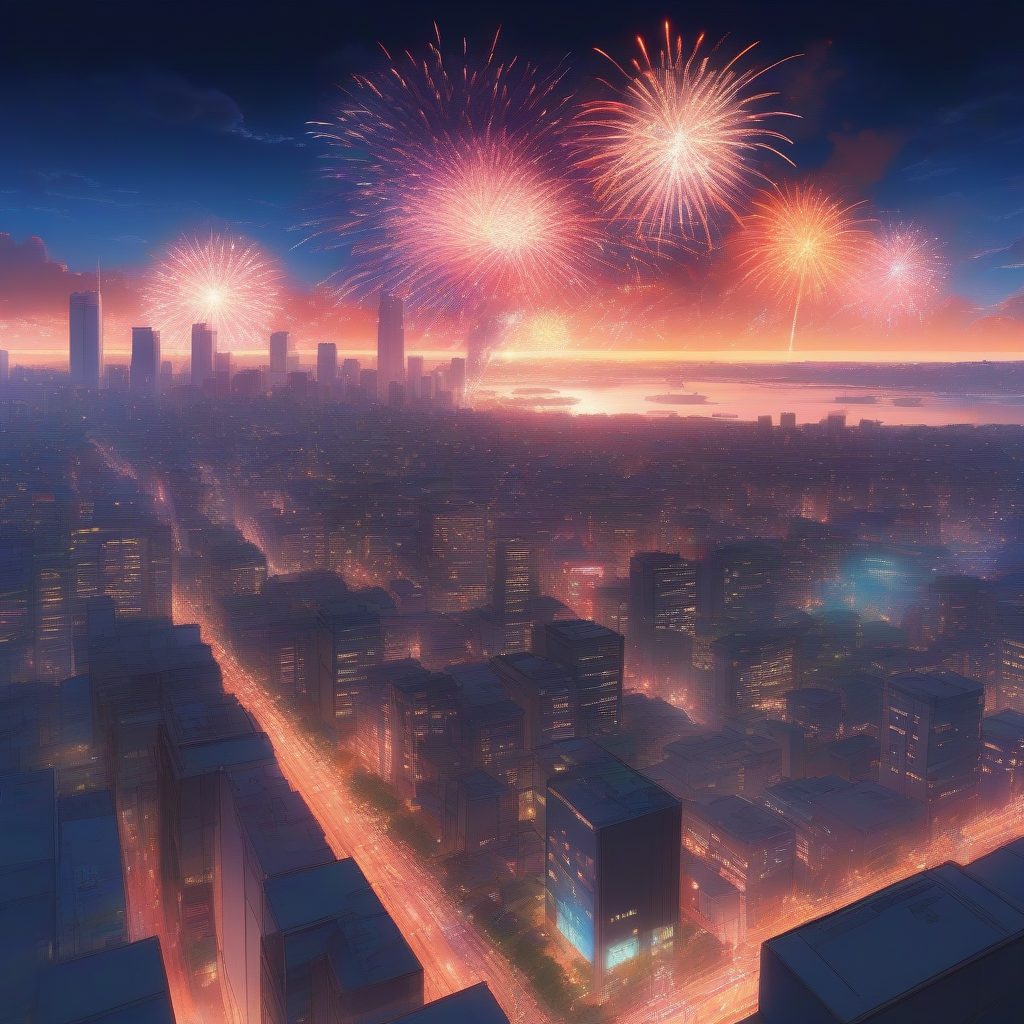 夏夜花火：城市屋顶视角的绚烂烟花盛宴