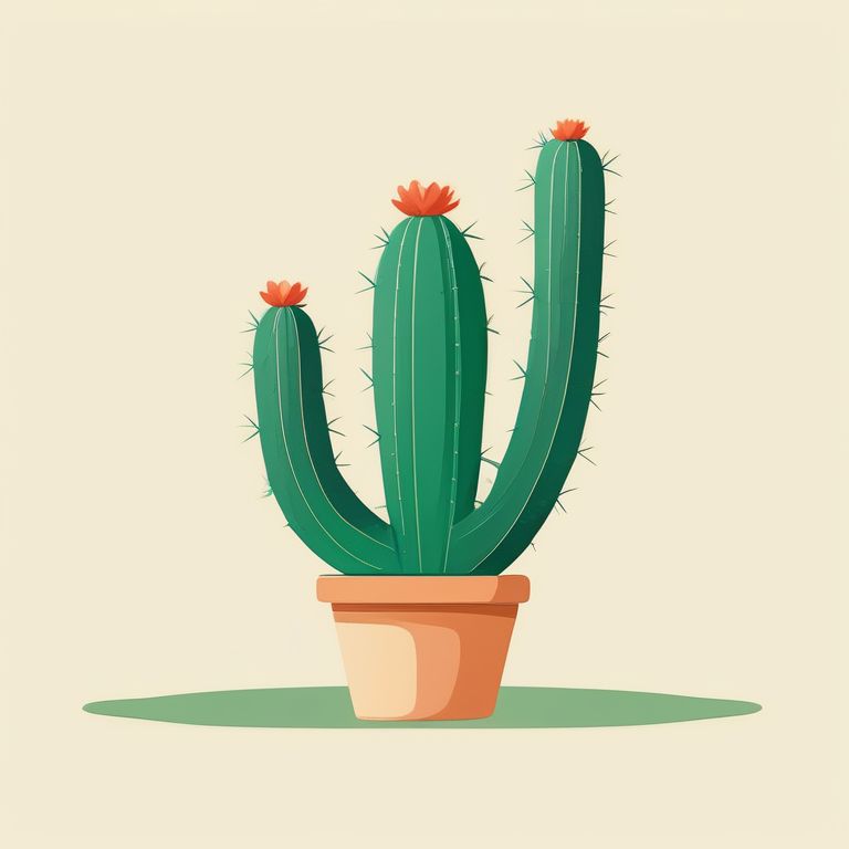 现代扁平风-青绿色仙人掌植物