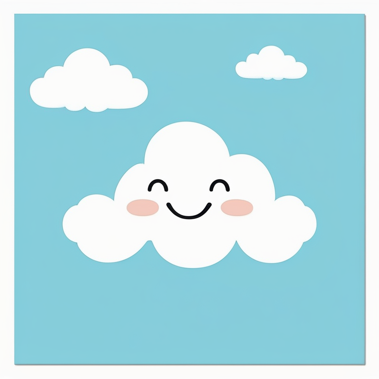 现代扁平极简-笑脸云朵