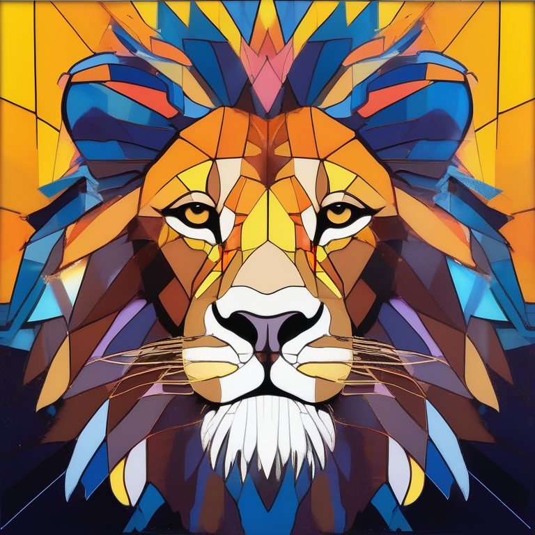 现代动物装置艺术风狮子画像