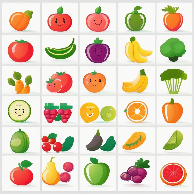 现代儿童友好蔬果图标合集