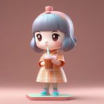 xian dai ge wen qi pao q ban shou chi nai cha de 3d ka tong mang he jue se ka