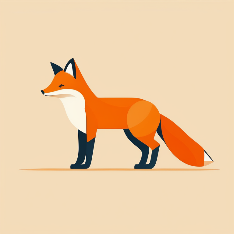 现代极简扁平-橙色狐狸