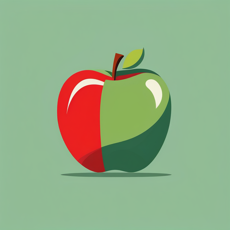 现代极简插画-红色苹果