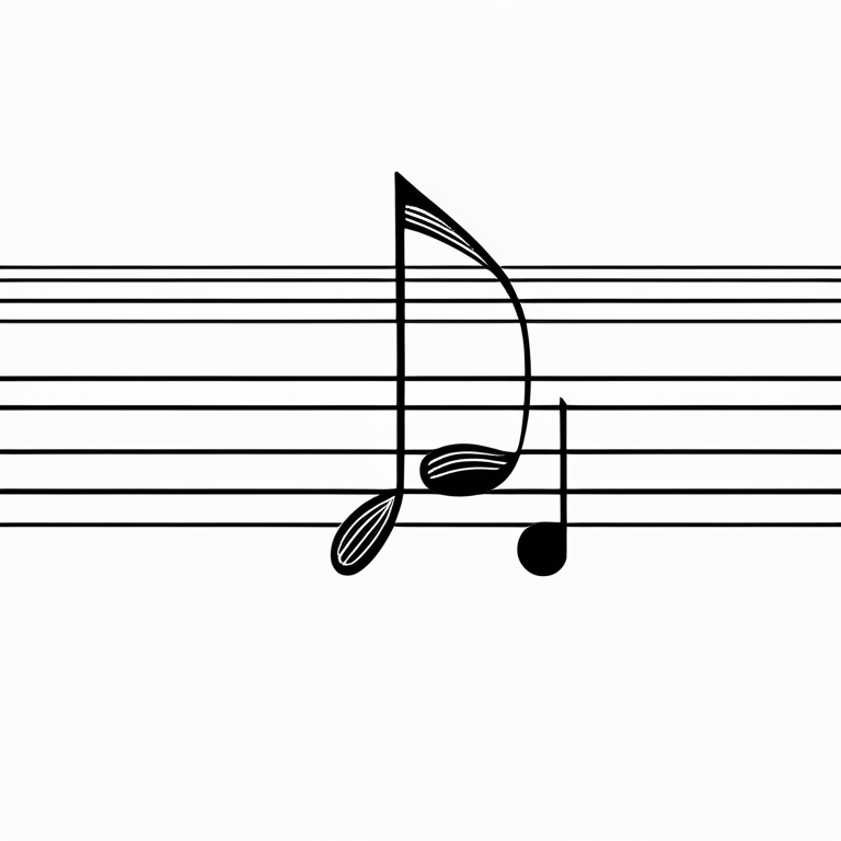 现代极简黑白线稿单音符插画