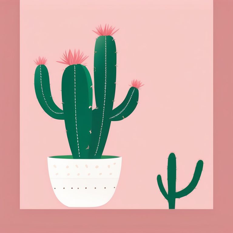 现代极简色块风·一棵绿色仙人掌