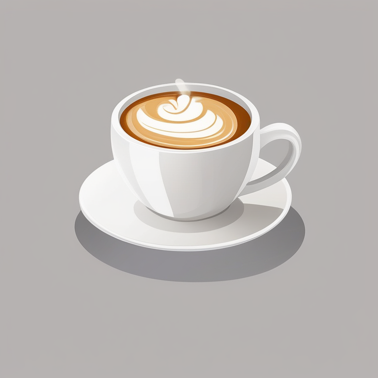 现代极简矢量食物插图:一杯拿铁咖啡