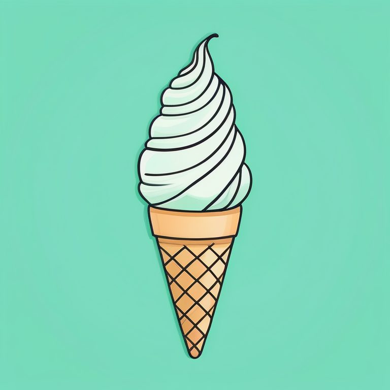 现代极简线条艺术风格冰淇淋插画