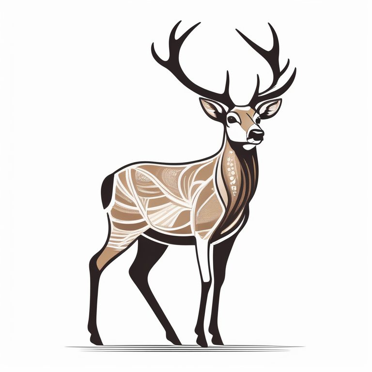 现代极简主义小鹿 矢量插画