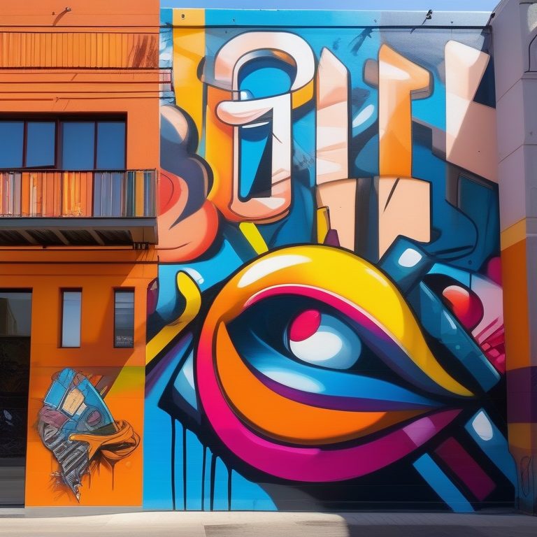 现代街头艺术涂鸦壁画场景