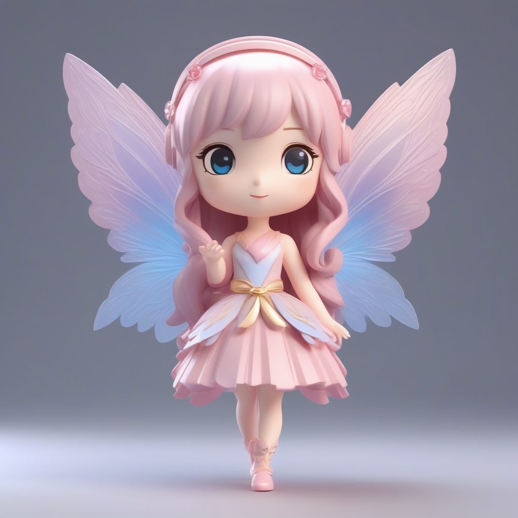 3D精灵/仙女Q版全身盲盒模型，粉彩裙装，唯美Octane渲染