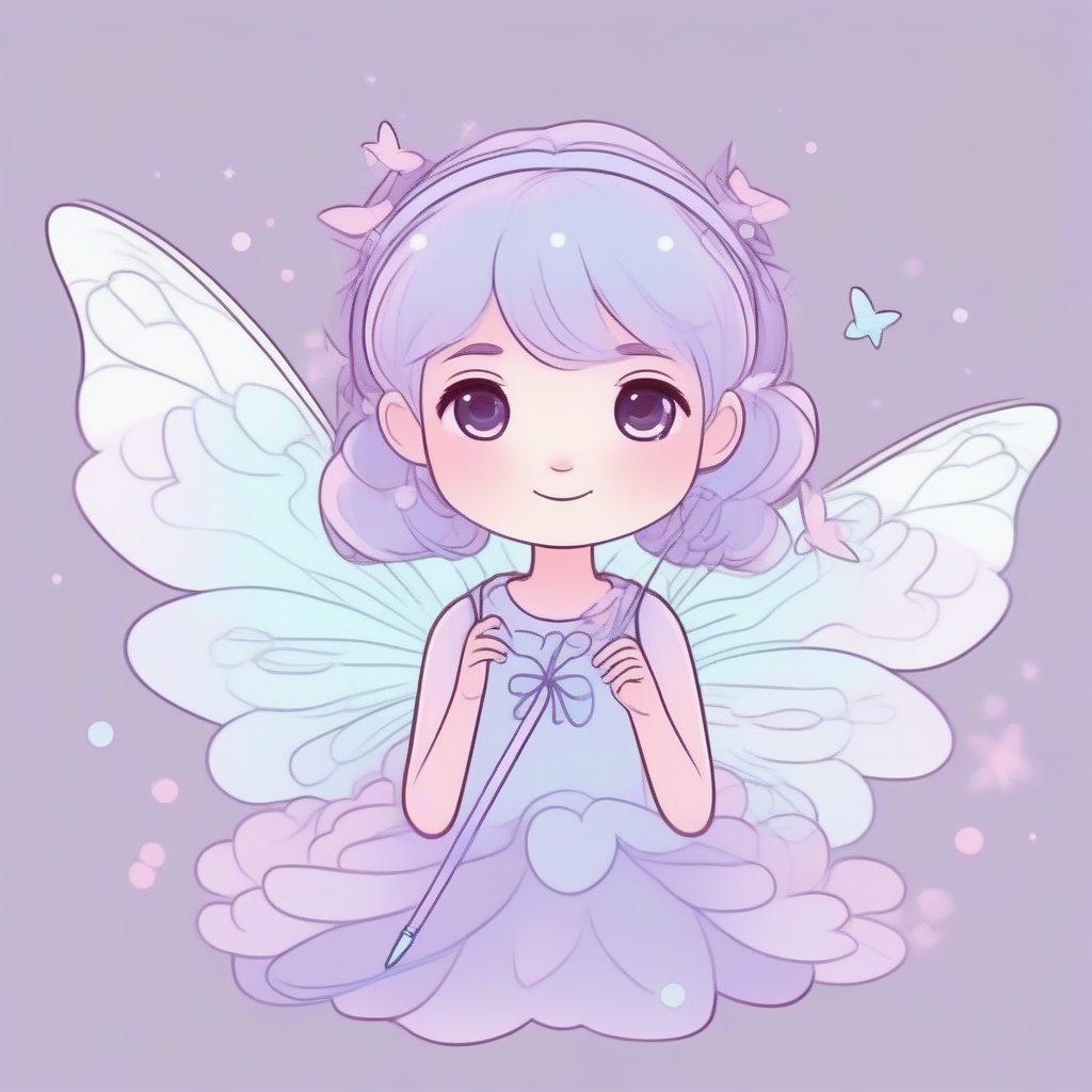 仙子造型的柔和圆润少女：极简透明翅膀的梦幻角色