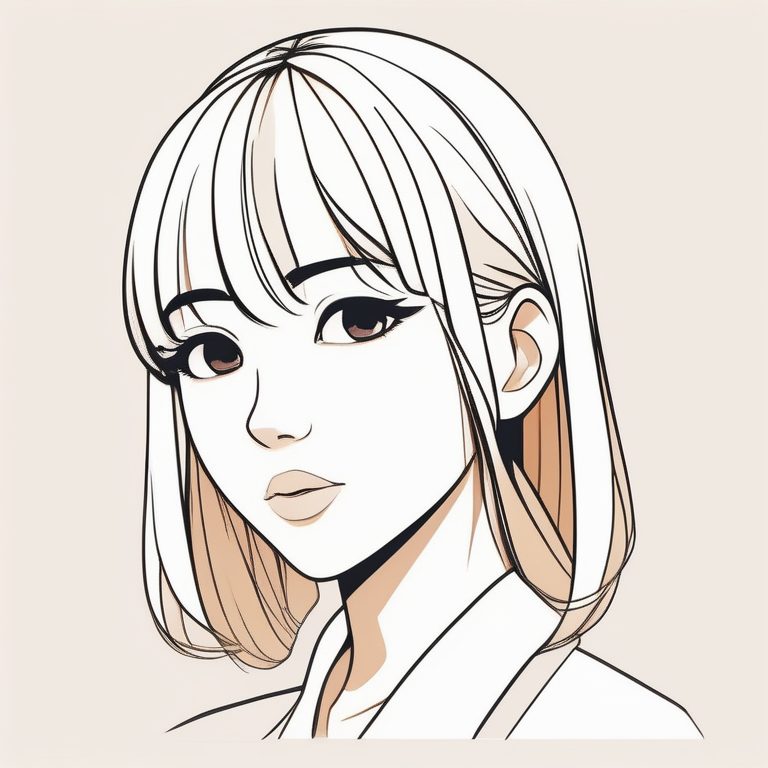 象牙白背景极简短刘海女孩肖像