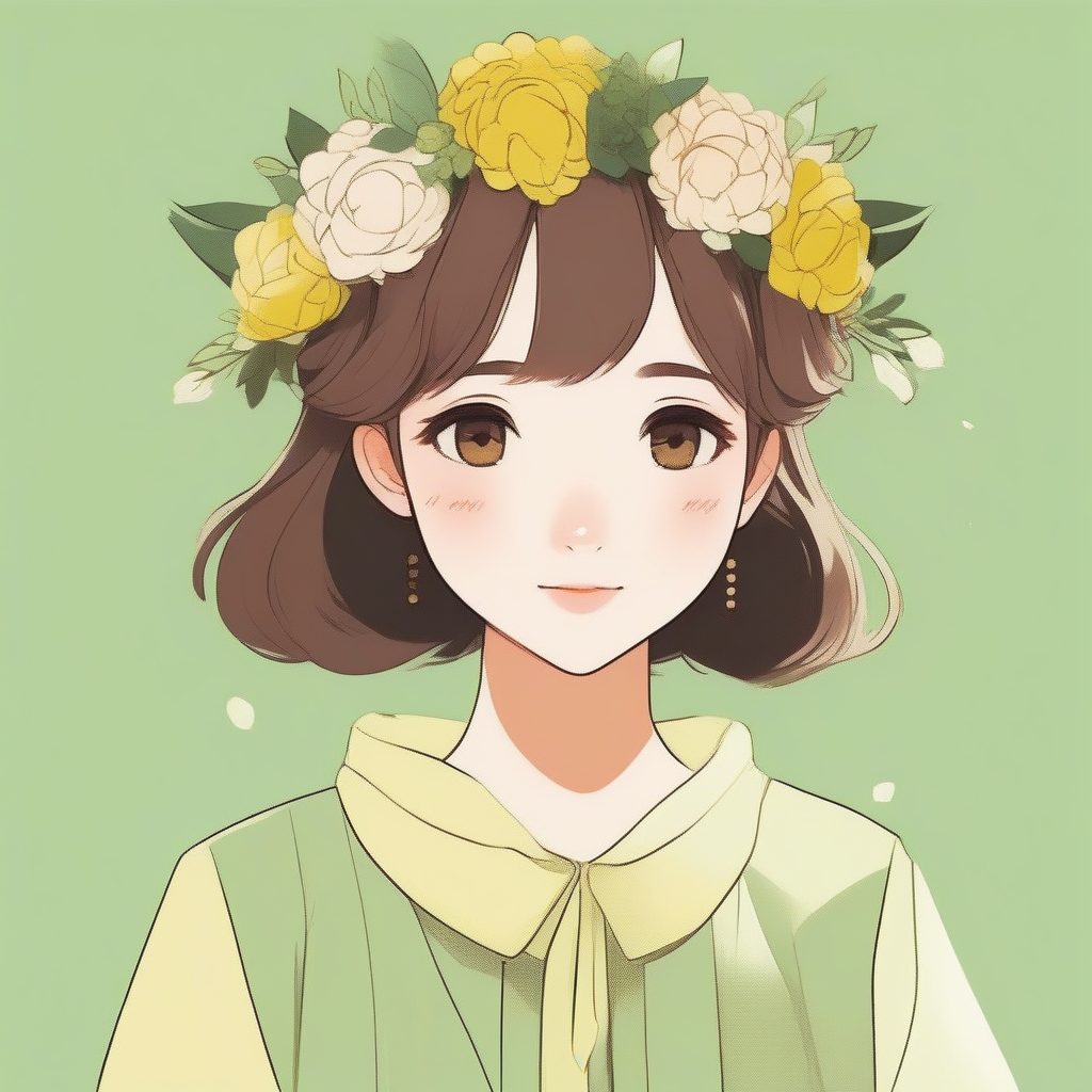 小屋核心简化：花冠与自然风马卡龙肖像