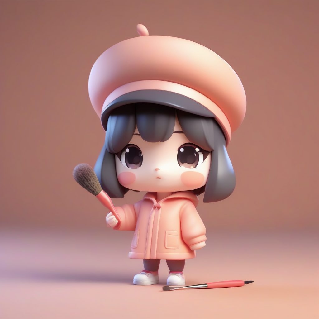 小小画家:拿着画笔沉思的Q版兔耳娘