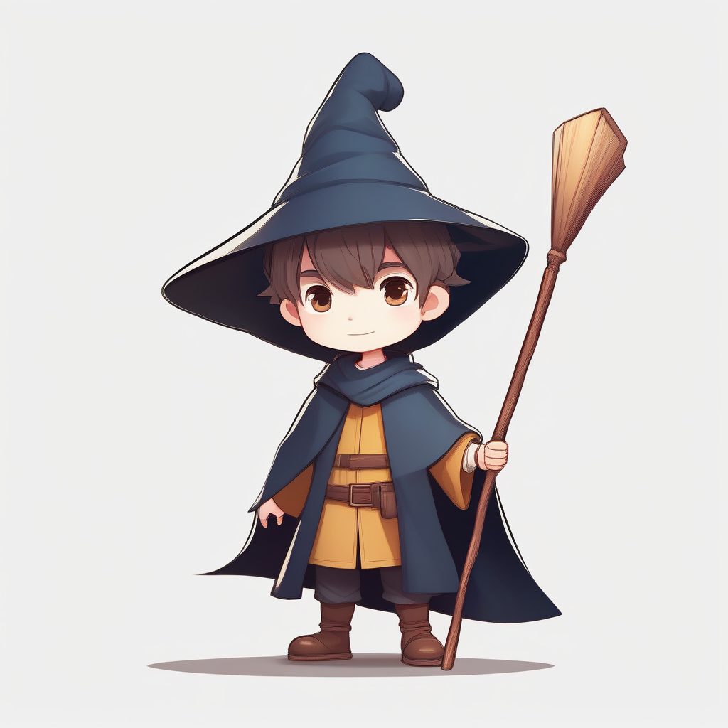 小小魔法师：戴着巫师帽的Q版小男孩卡通形象设计