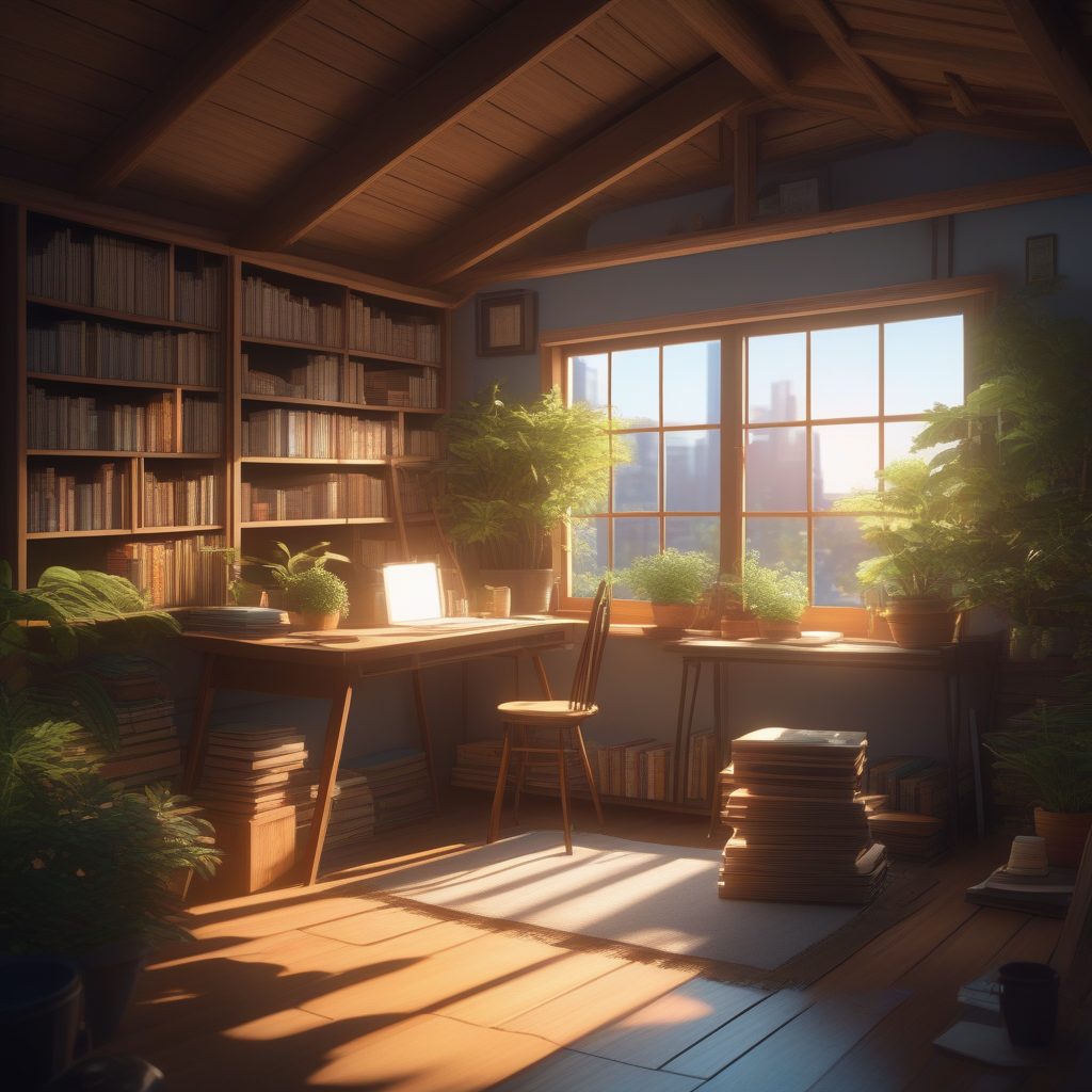 新海诚风格治愈系室内：阳光洒落的温馨阁楼与猫咪