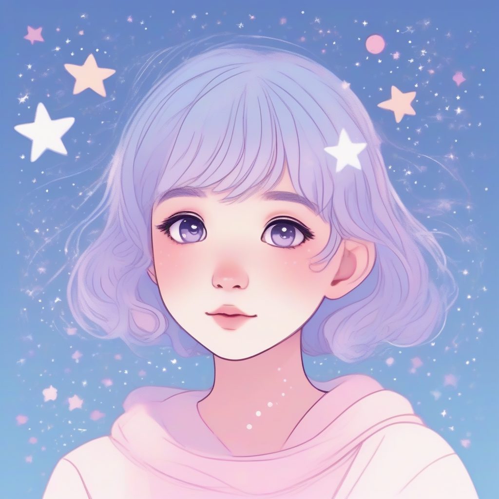 星辰点缀的无细节少女：极简宇宙主题的迷人肖像