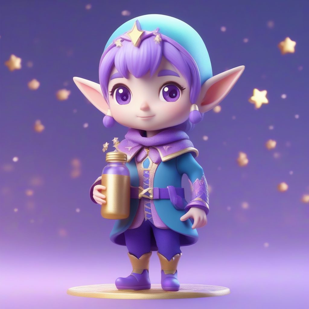 星辰Q版精灵：3D粘土材质渲染图，梦幻马卡龙配色