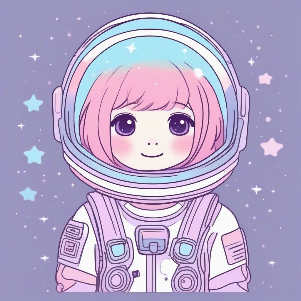 星光宇航员简笔少女:粉蓝宇宙主题的可爱角色