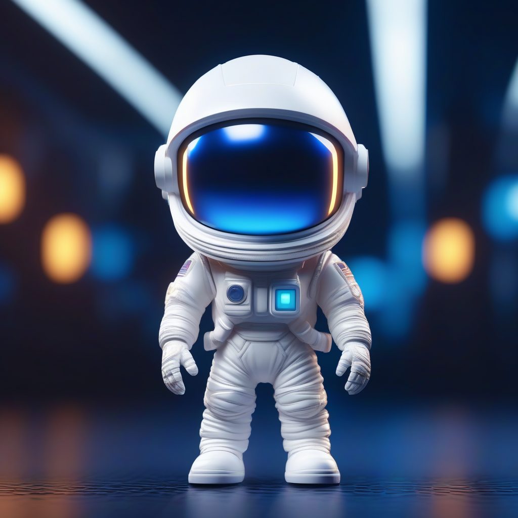 星际漫游者：Q版宇航员盲盒手办，PVC质感柔焦渲染