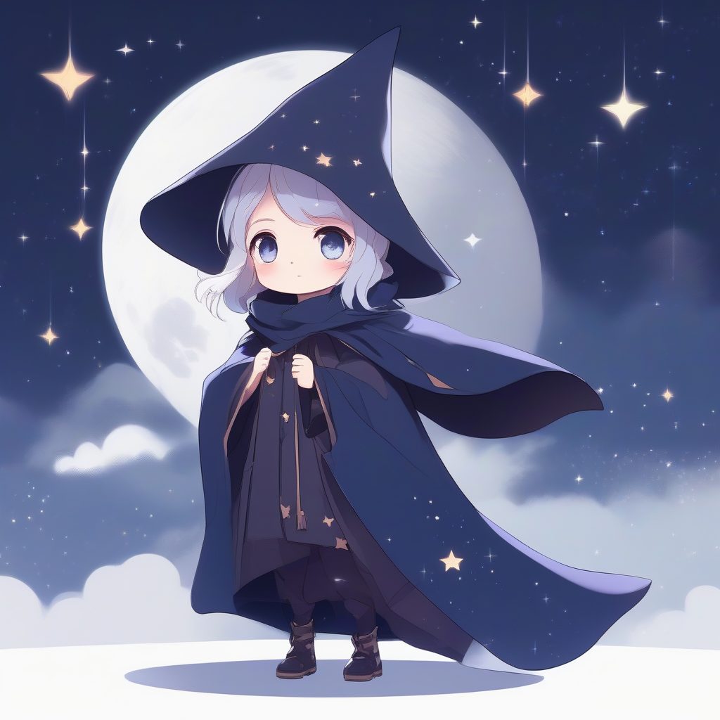 星空探险家：卡哇伊Q版纯色背景全身立绘