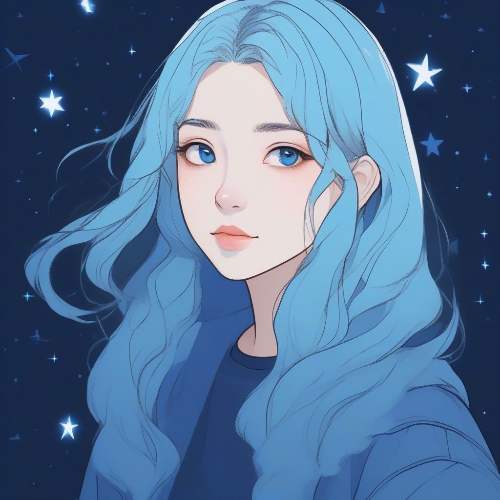 星空眼眸的梦幻少女：极简赛璐珞艺术特写