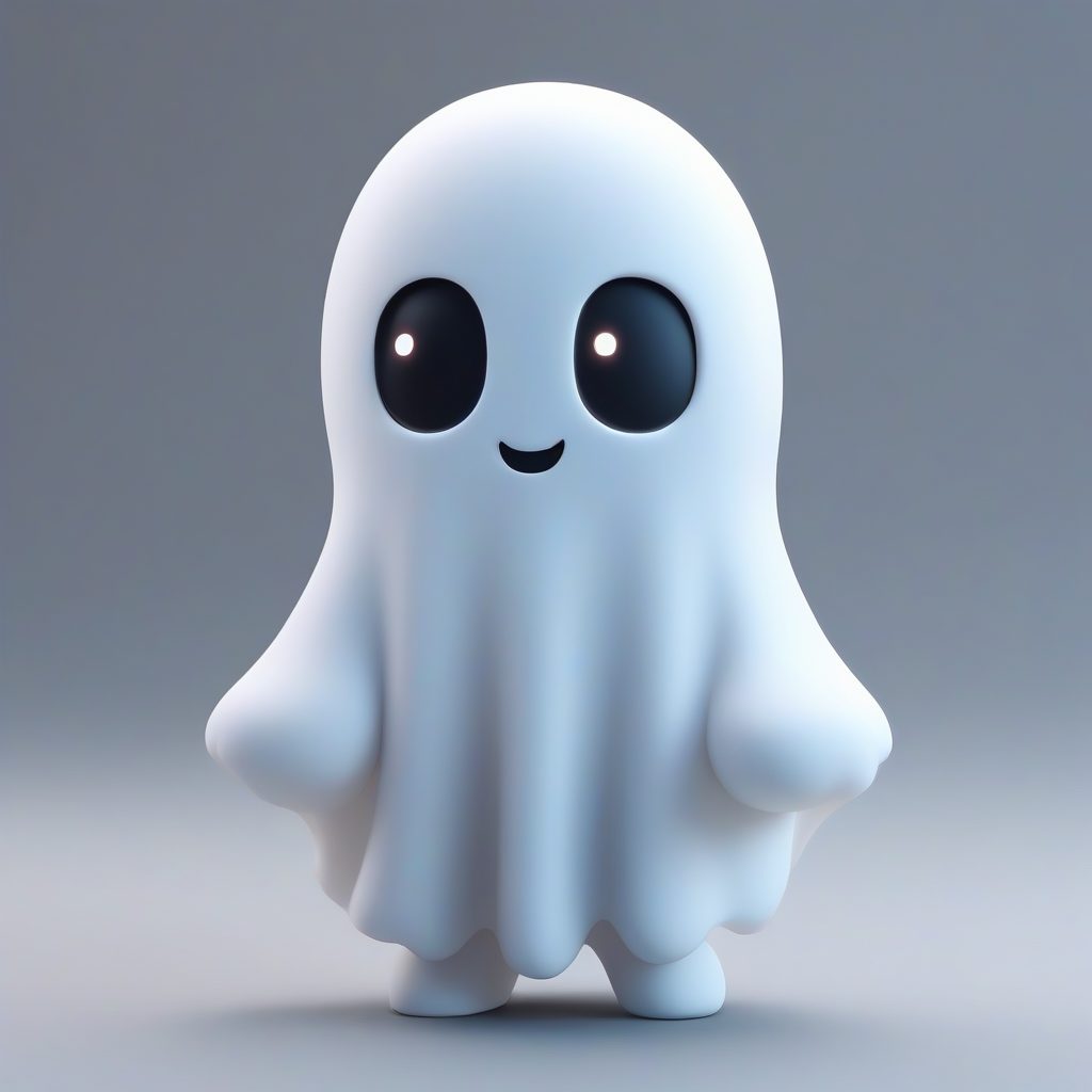 羞涩幽灵Q版:纯黑背景下的超可爱C4D全身渲染 3 羞涩幽灵Q版:纯黑背景下的超可爱C4D全身渲染