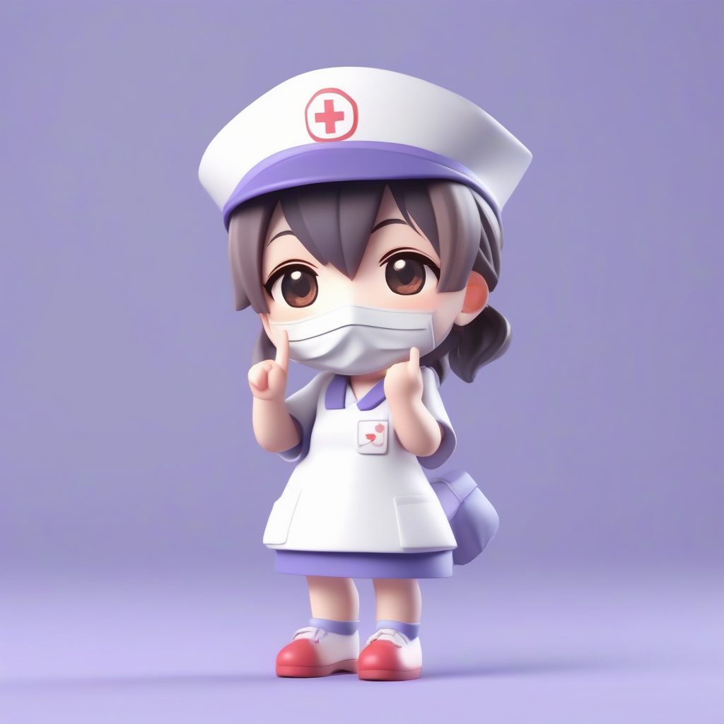 “嘘——”手势Q版护士：极简主义3D盲盒人设