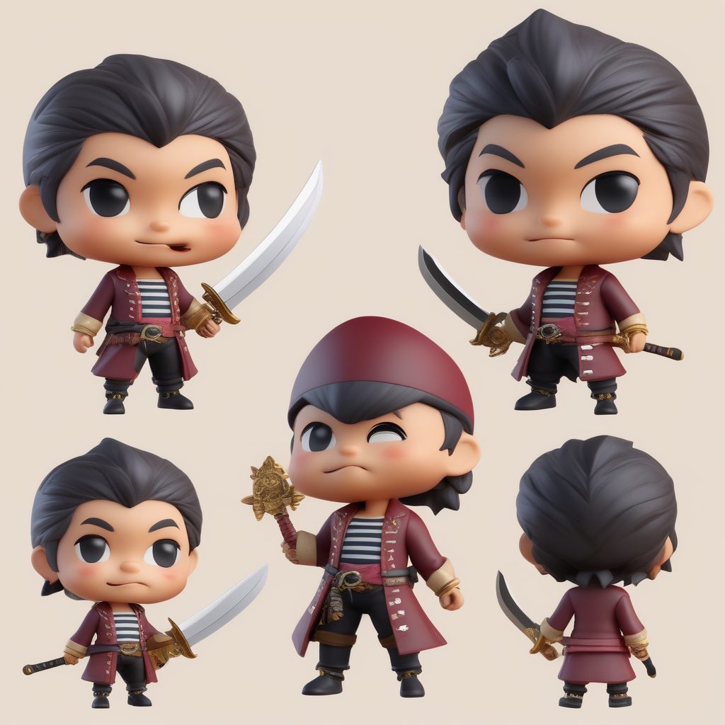 炫酷Q版海盗船长3D盲盒手办：独眼与佩剑造型