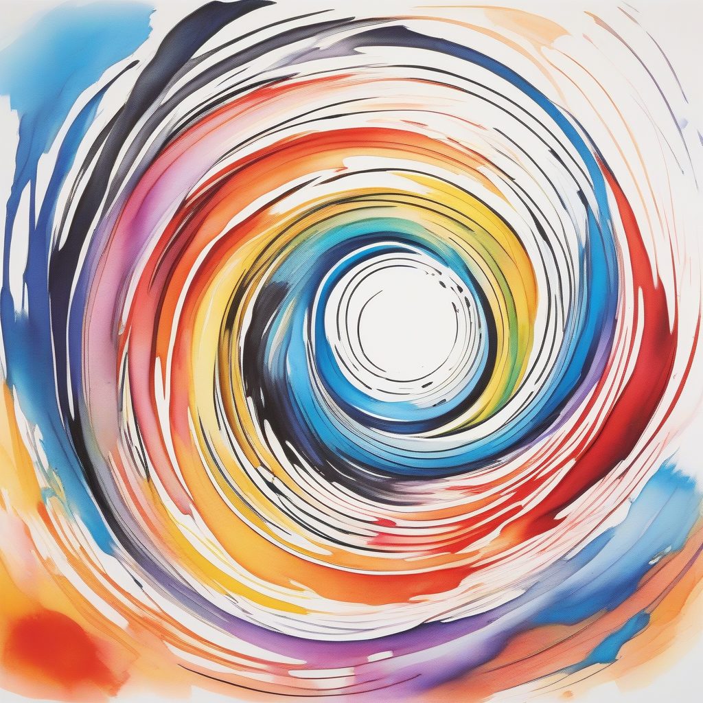 漩涡宇宙：彩虹水彩爆裂下的几何能量流