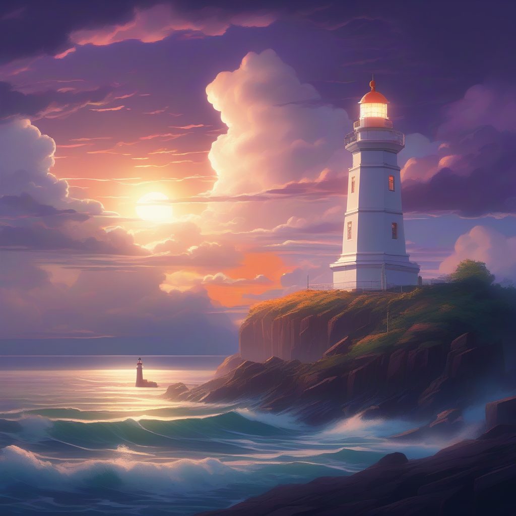 悬崖灯塔：暴风雨来临前的戏剧性天空