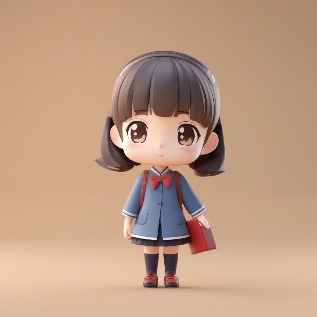 学生制服旗袍Q版：背书包的无辜少女3D图