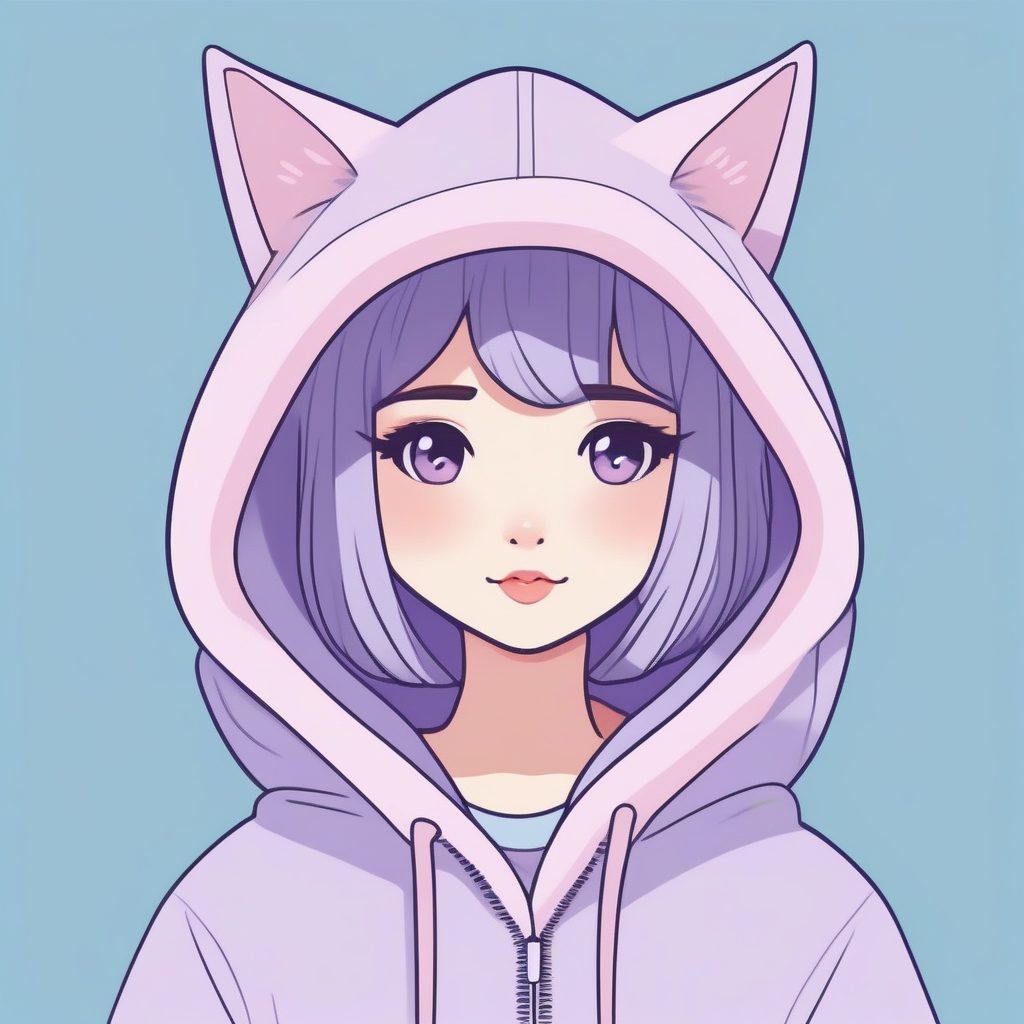 薰衣草色梦幻：穿猫耳服饰的Q版少女站姿提示词