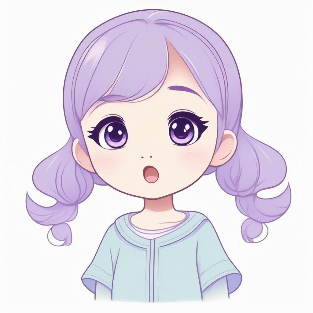 薰衣草系Q版手办风：纯色背景下天真活泼的全身姿势AI提示词