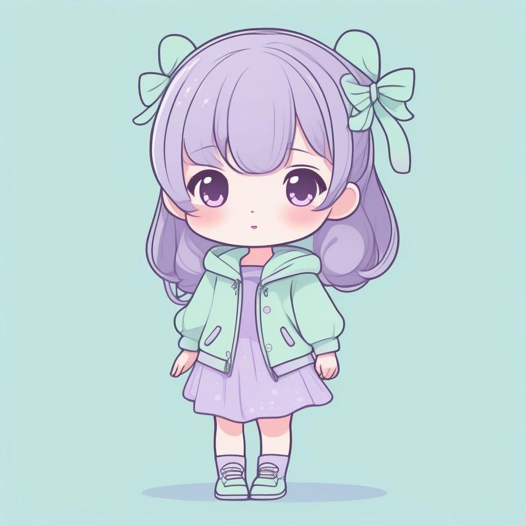 薰衣草紫与薄荷绿：对比色Q版插画