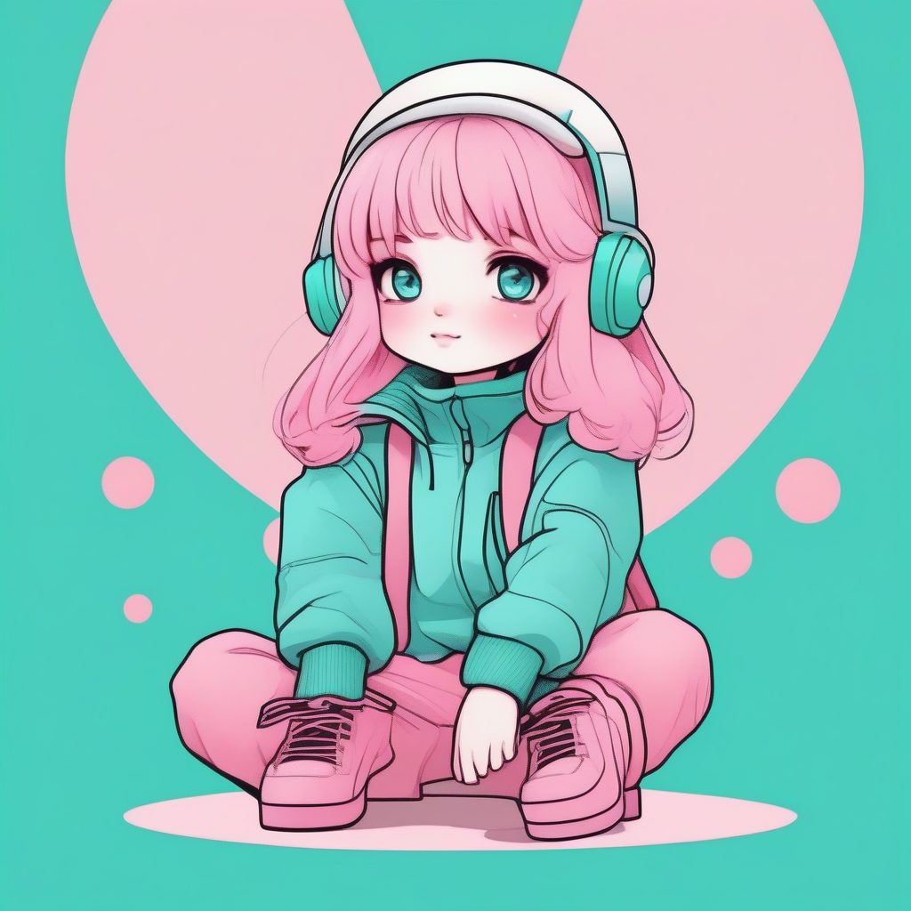 Y2K复古潮流Q版：赛璐珞极简风格全身肖像AI提示词